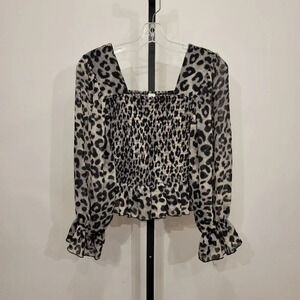 Pixie Market Square Neck Smocked Long Sleeve